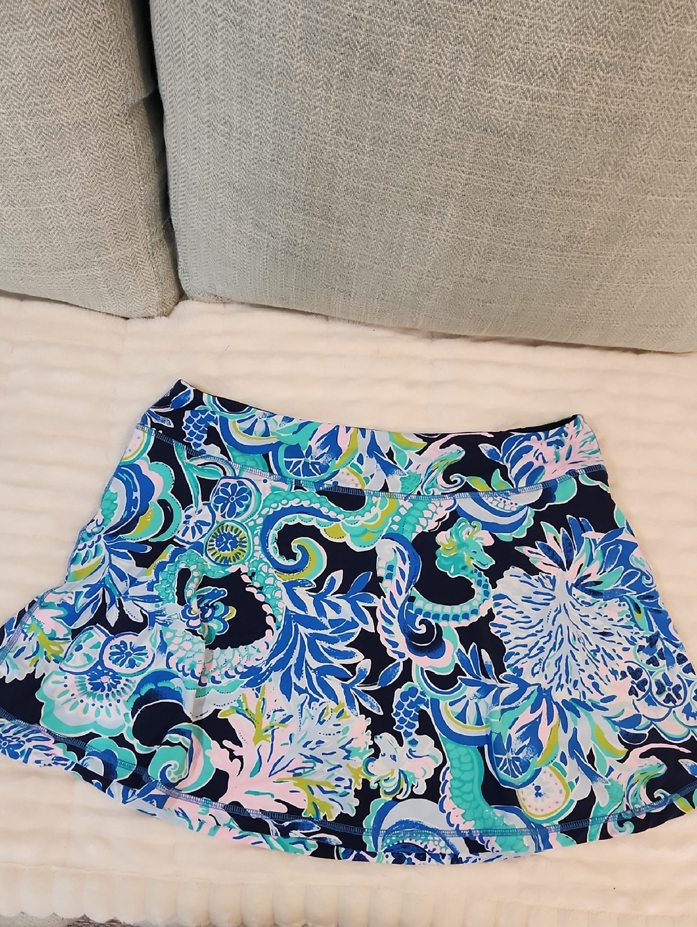 Lilly Pulitzer Navy Blue Multi Paisley-Print Mini Skirt